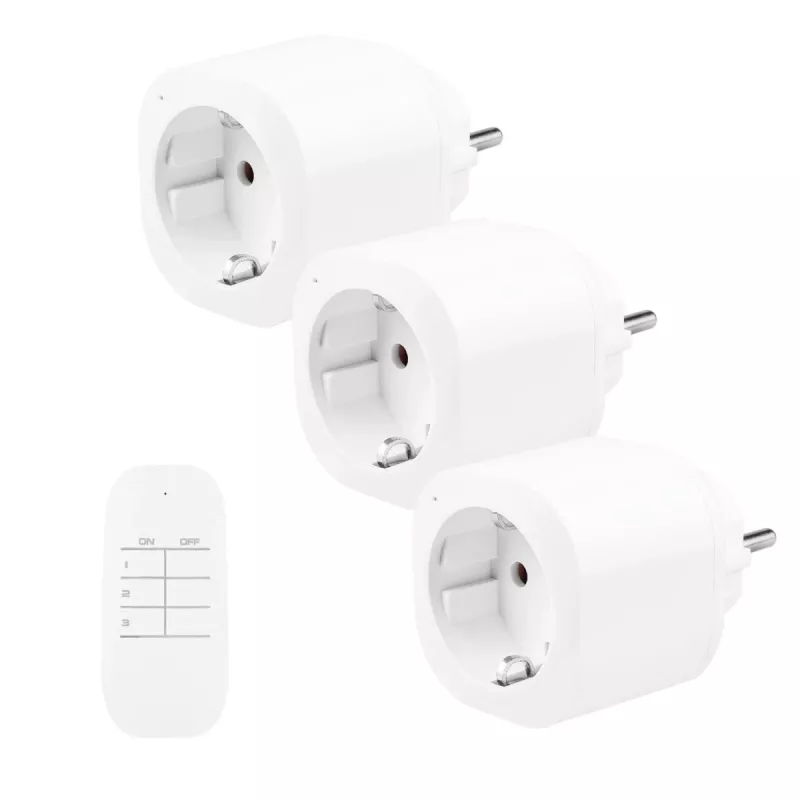 GreenBlue GB313 F tomadas com telecomando, conjunto de 3 com telecomando, tipo F