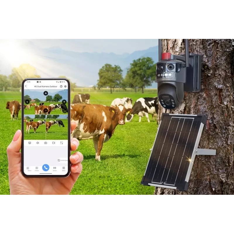 Technaxx TX-329 Câmara de vigilância exterior Dual 4G LTE 3MP+3MP com painel solar