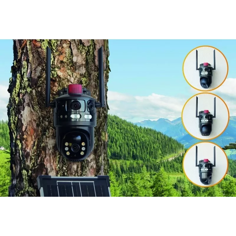 Technaxx TX-329 Câmara de vigilância exterior Dual 4G LTE 3MP+3MP com painel solar