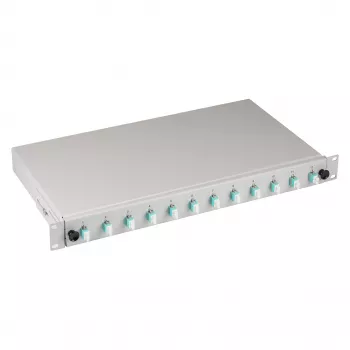 EFB-Elektronik Splice Box LC 50/125µm OM3 extraível, 24 pigtails pré-terminados / 12 acoplamentos