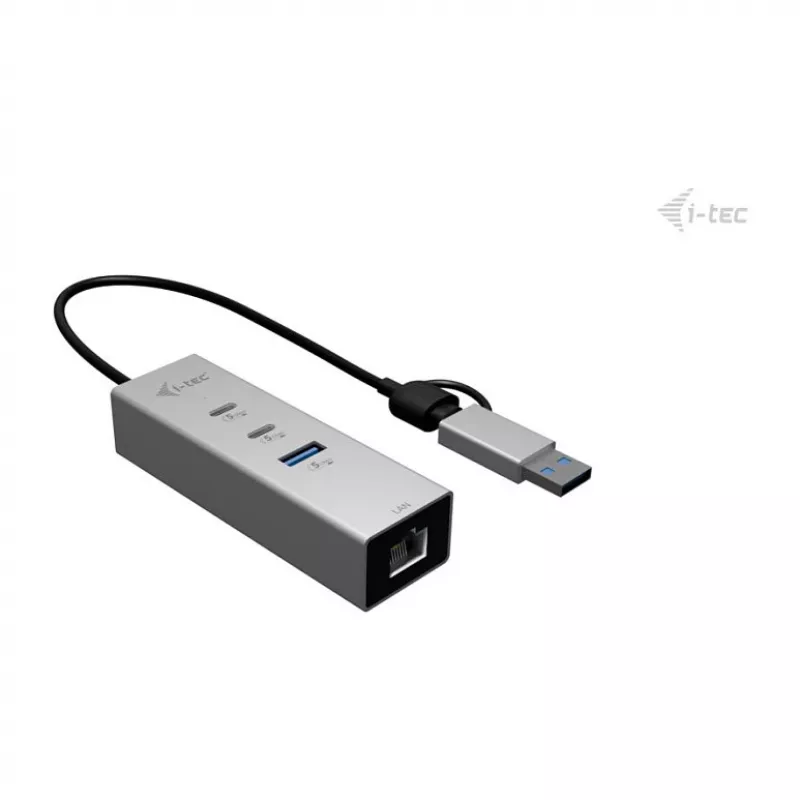 I-TEC Hub USB-C/USB-A Metal 3 - 2x USB-C 3.2 Gen 1, 1x USB-A 3.2 Gen 1, 2.5G LAN, Space Gray