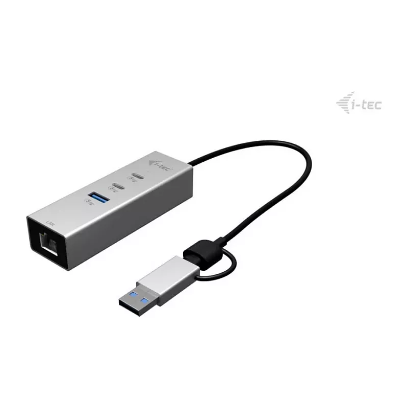 I-TEC Hub USB-C/USB-A Metal 3 - 2x USB-C 3.2 Gen 1, 1x USB-A 3.2 Gen 1, 2.5G LAN, Space Gray