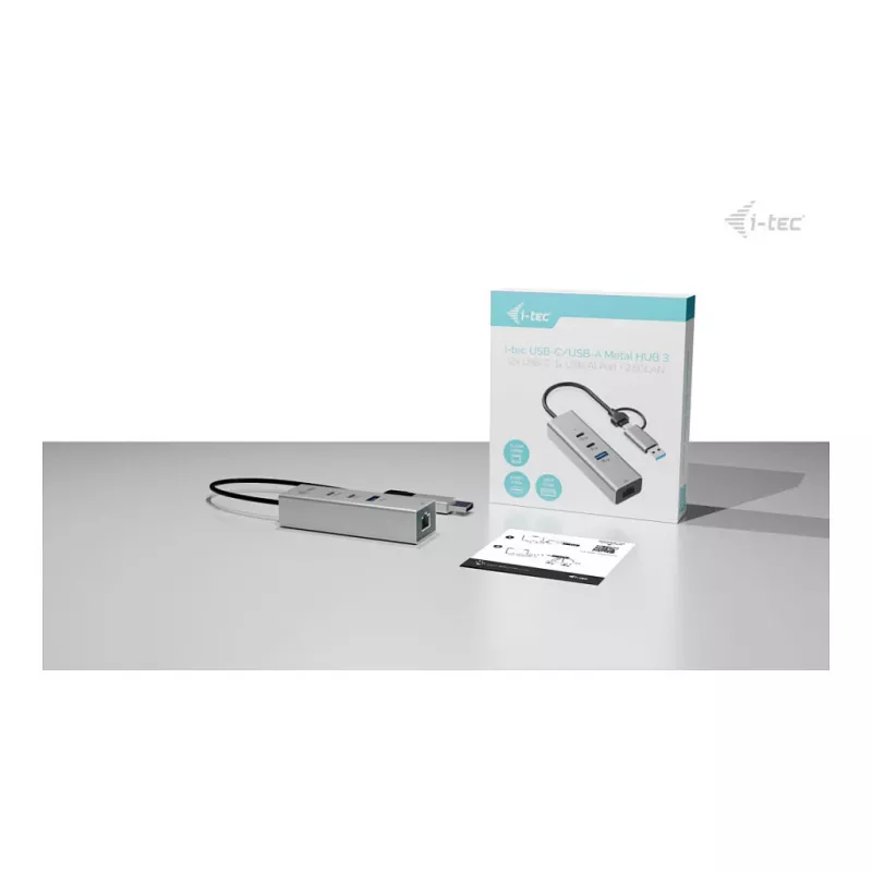 I-TEC Hub USB-C/USB-A Metal 3 - 2x USB-C 3.2 Gen 1, 1x USB-A 3.2 Gen 1, 2.5G LAN, Space Gray