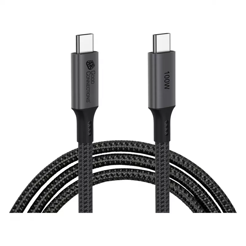 GoodConnections USB-C 4.0 (ST-ST) 1m Cabo Entrançado 100W 8K 30Hz Anthracite