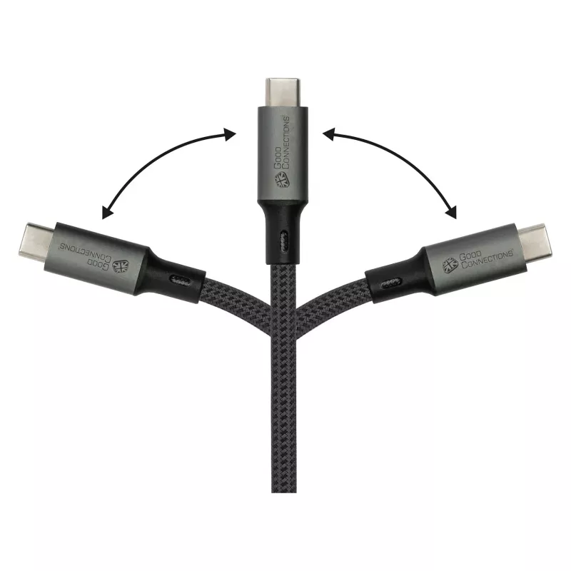 GoodConnections USB-C 4.0 (ST-ST) 1m Cabo Entrançado 100W 8K 30Hz Anthracite