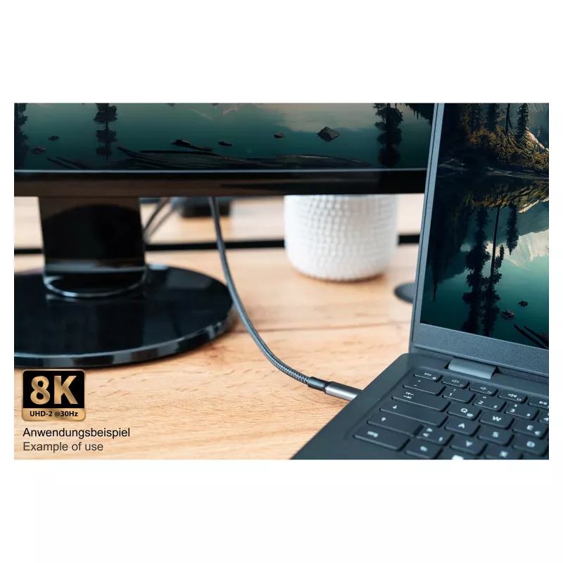 GoodConnections USB-C 4.0 (ST-ST) 1m Cabo Entrançado 100W 8K 30Hz Anthracite