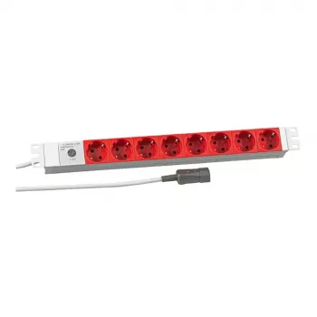 EFB Elektronik Koop PROFIversal Régua de tomadas (montável em rack) - 8 x tomadas Schuko, entrada IEC C14, 250 V, 10 A, 2500 W, 1U, preto