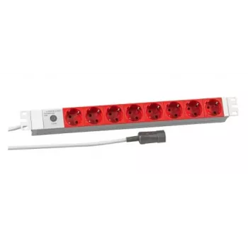 EFB Elektronik Koop PROFIversal Régua de tomadas (montável em rack) - 8 x tomadas Schuko, entrada IEC C14, 250 V, 10 A, 2500 W, 1U, preto