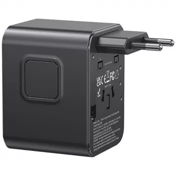 USAMS adaptador de viagem CC308 17W 4em1 US/AU/EU/UK preto