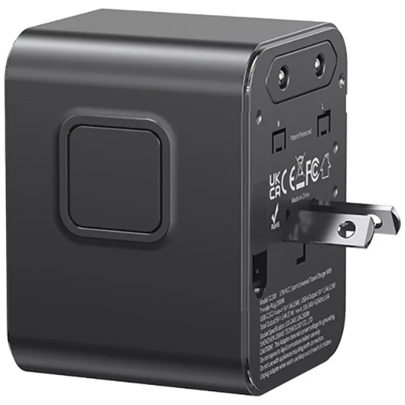 USAMS adaptador de viagem CC308 17W 4em1 US/AU/EU/UK preto