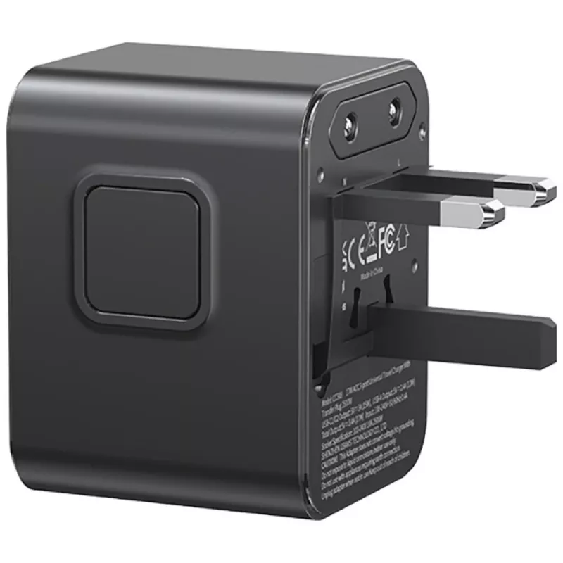 USAMS adaptador de viagem CC308 17W 4em1 US/AU/EU/UK preto