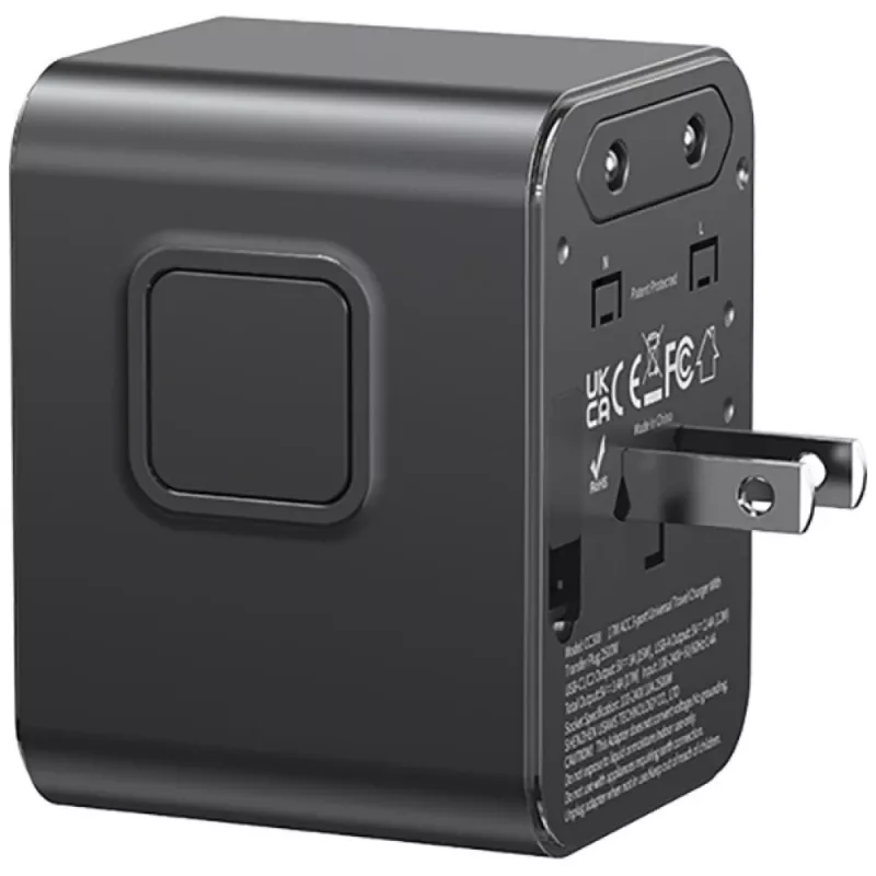 USAMS adaptador de viagem CC308 17W 4em1 US/AU/EU/UK preto