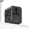 USAMS adaptador de viagem CC308 17W 4em1 US/AU/EU/UK preto