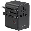 USAMS Adaptador de viagem CC310 70W 3xUSB-C US/AU/EU/UK preto