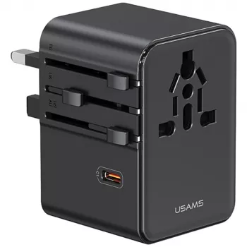 USAMS Adaptador de viagem CC310 70W 3xUSB-C US/AU/EU/UK preto