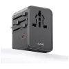 USAMS Adaptador de viagem CC310 70W 3xUSB-C US/AU/EU/UK preto