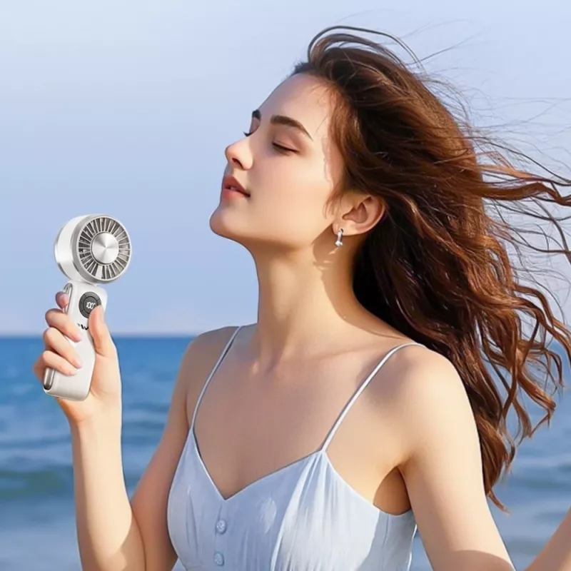 AWEI F39 Fast Ice Mini Ventilador de mão, branco gelo, 3600mAh, arrefecimento turbo, 5 níveis, USB-C