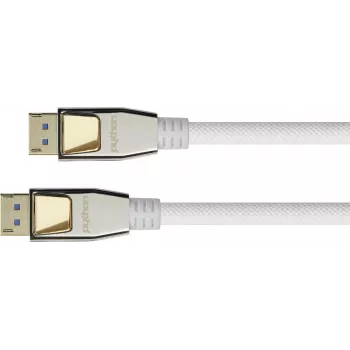 GOOD CONNECTIONS PREMIUM Cabo DisplayPort 2.0, 54 Gbit/s, UHBR 13.5, 4K @240Hz / 8K @60Hz, fichas em metal maciço, cobre, 2m branco