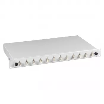 EFB Elektronik Caixa de fusão 6x LC Duplex OM4 retrátil, 1U, parcialmente equipada, cinzento claro