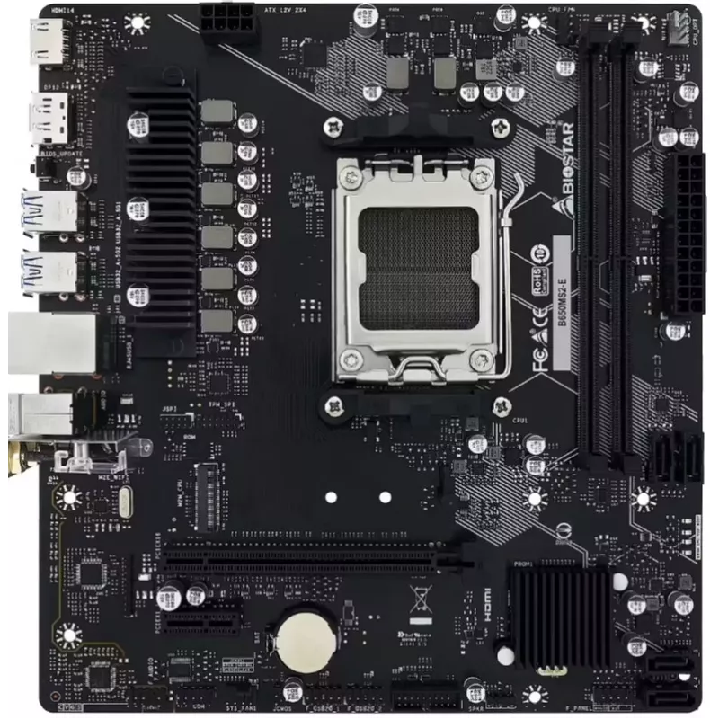 Placa-mãe BIOSTAR B650MS2-E, AMD AM5, DDR5, Micro ATX