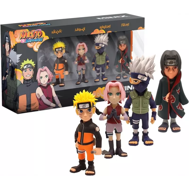 Conjunto MINIX Naruto Shippuden com 4 figuras de coleção 7 cm