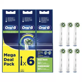 Cabeças de escova de dentes elétrica Oral-B Pro CrossAction Refill pack de 6 branco