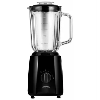 Batedeira MPM MBL-37, 500 W, jarro de vidro 1,5 L, lâmina de aço inoxidável, 2 velocidades, função pulsar, trituração de gelo, preto