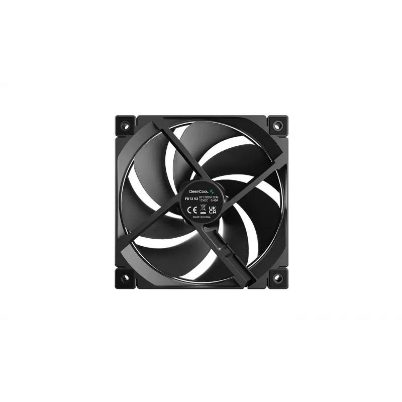 Ventoinha de caixa Deepcool FD12 V2 120mm preta, 4-Pin PWM, rolamento fluido dinâmico