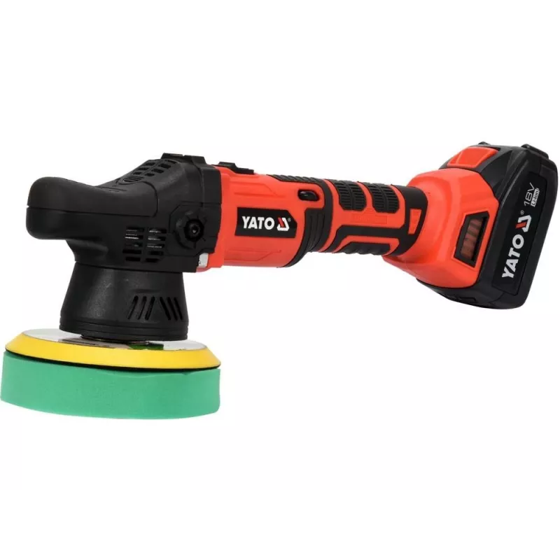 Máquina de polir automóvel Yato YT-82920 5000 rpm 1200W politriz rotativa com velocidade variável, arranque suave, disco de 180 mm, cabo de 5 m