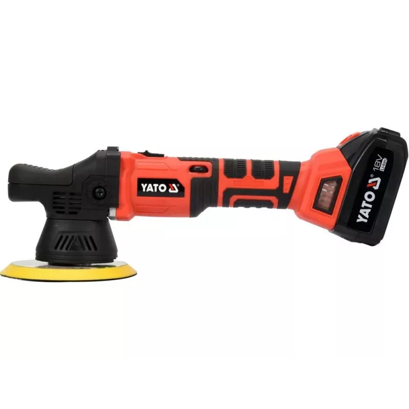 Máquina de polir automóvel Yato YT-82920 5000 rpm 1200W politriz rotativa com velocidade variável, arranque suave, disco de 180 mm, cabo de 5 m
