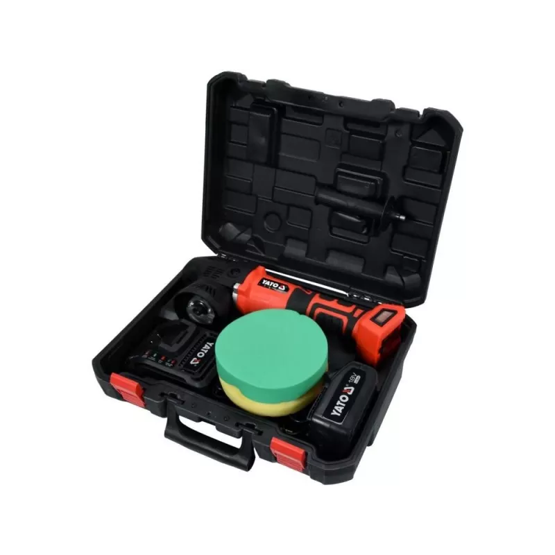 Máquina de polir automóvel Yato YT-82920 5000 rpm 1200W politriz rotativa com velocidade variável, arranque suave, disco de 180 mm, cabo de 5 m