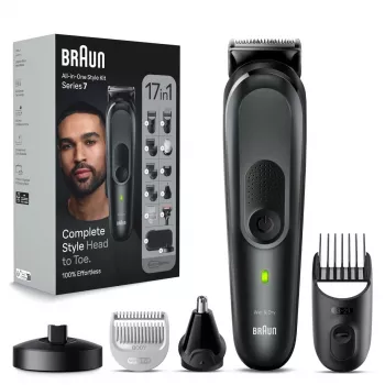 Braun MGK7491 Kit de aparação multiusos 17 em 1, Preto/Prateado, sem fios, Li-Ion, 100 min de autonomia