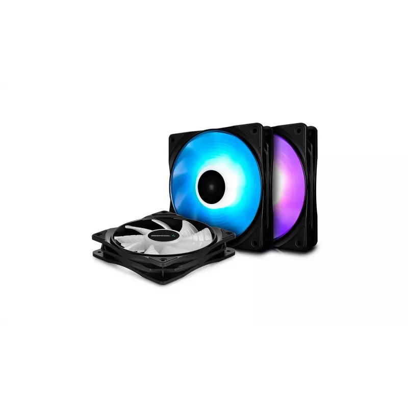 DeepCool RF120 Ventilador de caixa RGB PWM 120mm 3 em 1 (Preto, pack de 3)