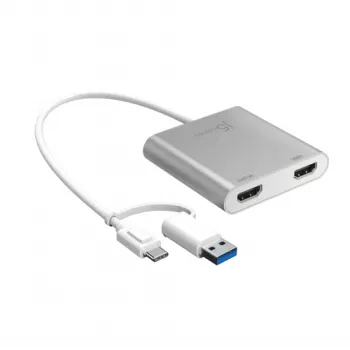 j5create JCA365-N Adaptador USB-C para HDMI Duplo Multi-Monitor - 3.2 Gen 1 - USB-A e USB-C - 4K 60Hz