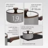 Maestro MR-1211-18S Panela com tampa 18cm 1,9L aço inoxidável cinzento