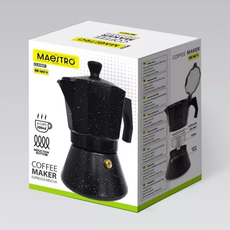 Maestro Granite MR-1667-3 Cafeteira moka 150ml 3 chávenas cinzento
