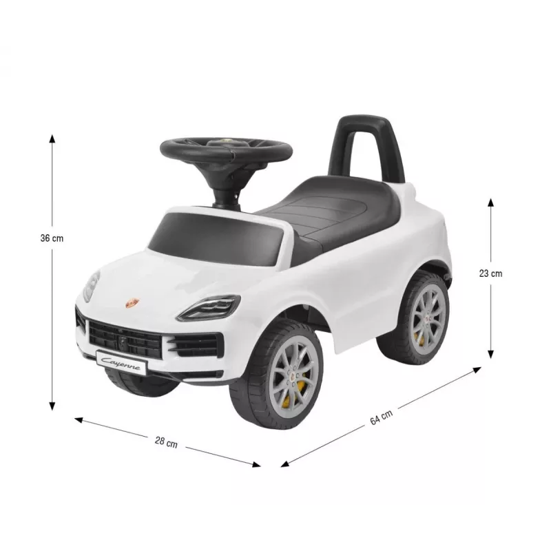 MILLY MALLY Veículo infantil Porsche Cayenne S branco - Carro elétrico para criança com bateria 12V, comando, luzes LED