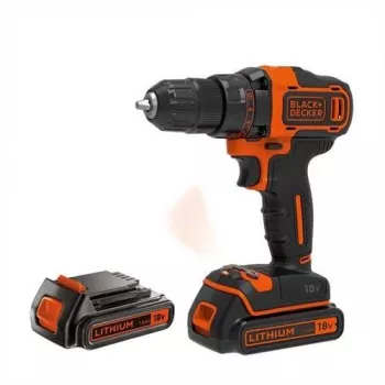 Black & Decker BDCDD186KB 18V Conjunto de aparafusadora sem fio com 2x1,5Ah baterias, bucha de aperto rápido, 40 Nm binário