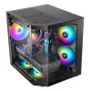 Caixa Mini Tower TACENS Mars Gaming MC-3TLITE preta com vidro temperado FRGB