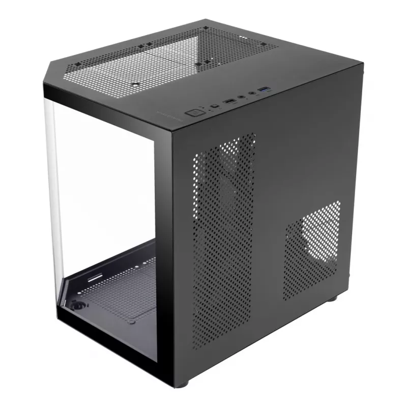 Caixa Mini Tower TACENS Mars Gaming MC-3TLITE preta com vidro temperado FRGB