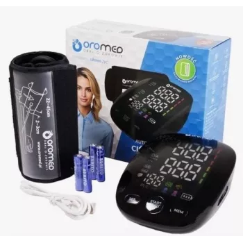 Medidor de tensão arterial de braço ORO-N12 SMART com USB, função de voz e LCD retroiluminado