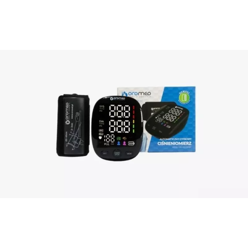 Medidor de tensão arterial de braço ORO-N12 SMART com USB, função de voz e LCD retroiluminado
