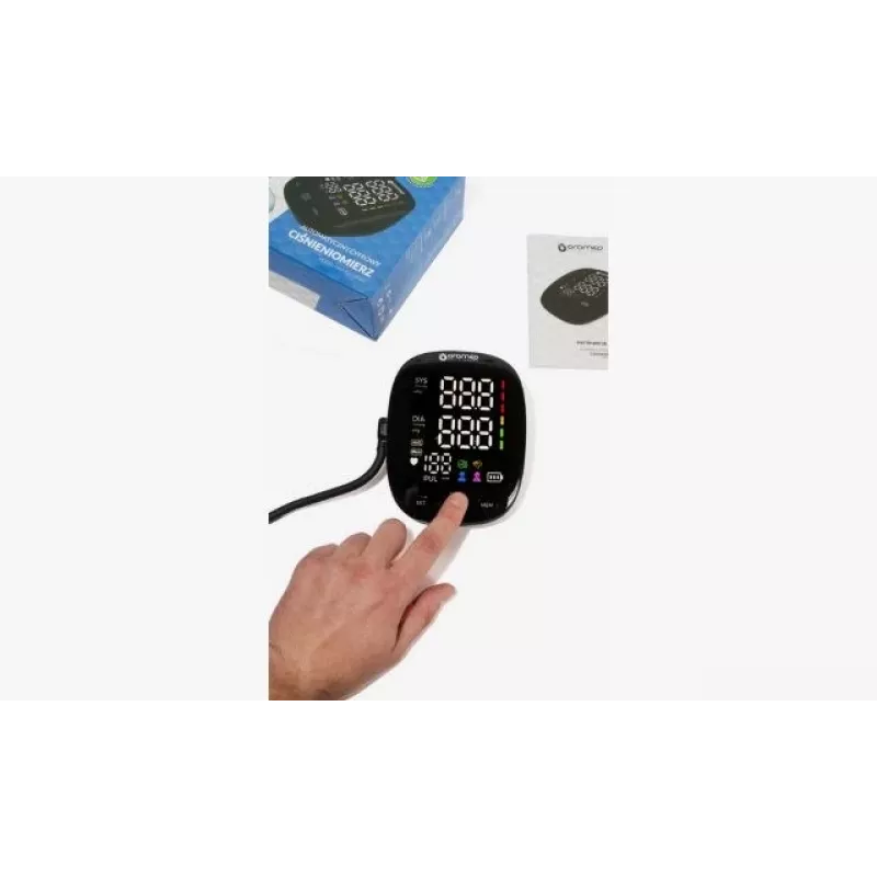 Medidor de tensão arterial de braço ORO-N12 SMART com USB, função de voz e LCD retroiluminado