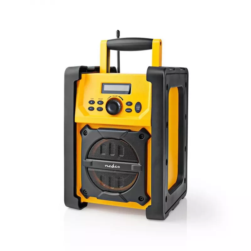 Rádio FM Nedis RDFM3100YW - rádio FM portátil com Bluetooth e AUX, IPX5, amarelo