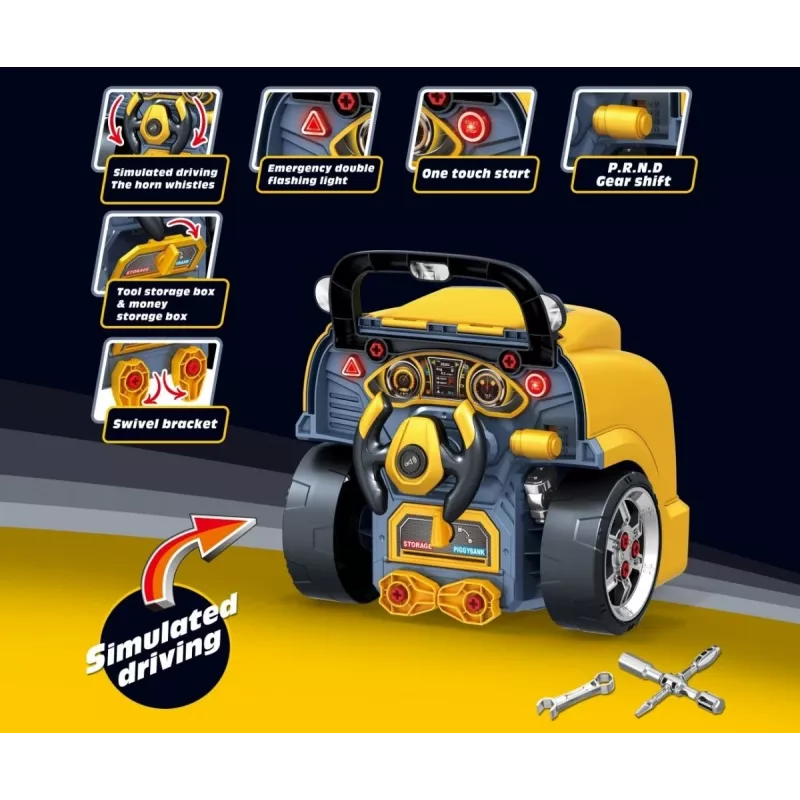 MILLY MALLY Oficina mecânica Conjunto com motor desmontado N-Gine Amarelo