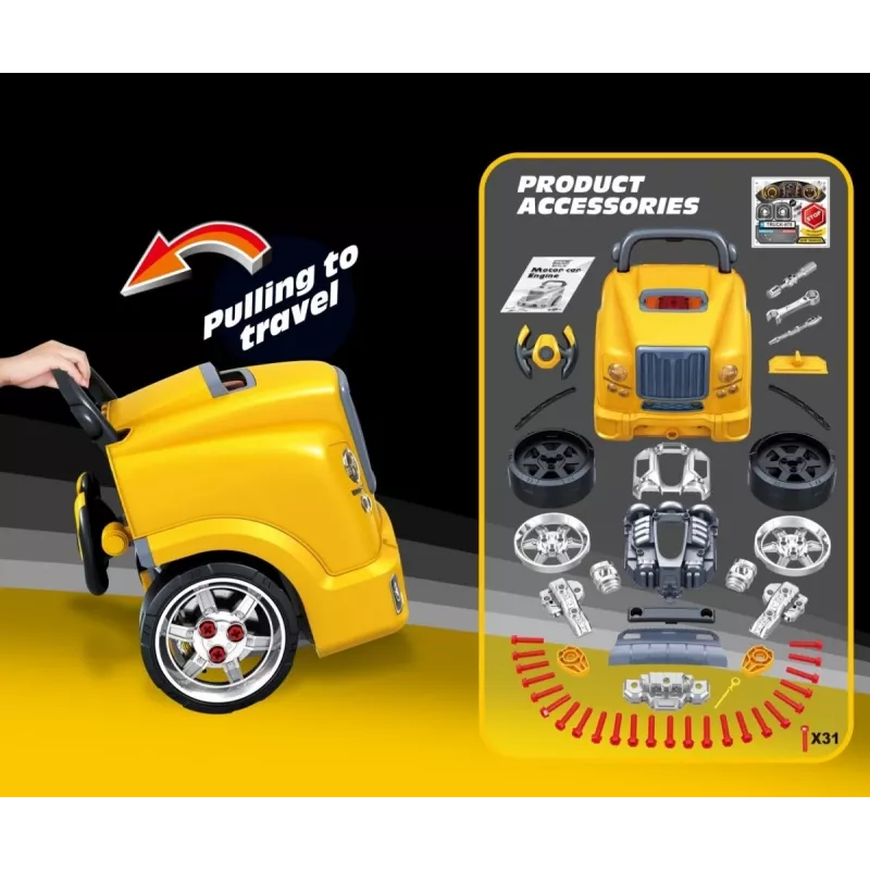 MILLY MALLY Oficina mecânica Conjunto com motor desmontado N-Gine Amarelo