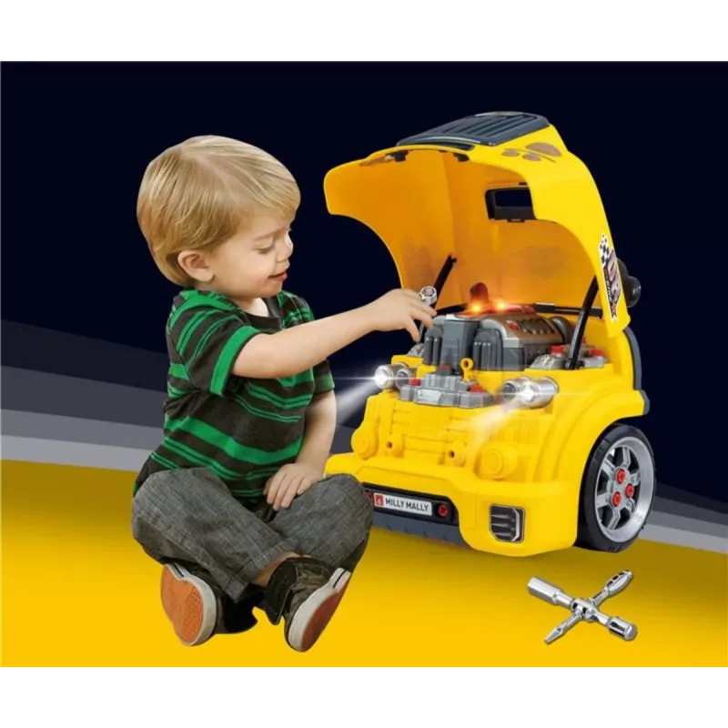 MILLY MALLY Oficina mecânica Conjunto com motor desmontado N-Gine Amarelo