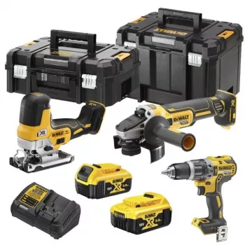 DEWALT DCK329P2T-QW 18V XR Conjunto combinado com bateria: Berbequim de impacto de 2 velocidades e rebarbadora com 2x baterias 5,0Ah, carregador e mala T-STAK II