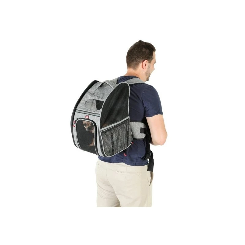 ZOLUX Nomad Mochila transportadora para cães e gatos, 32x25x42 cm, cinzento/preto