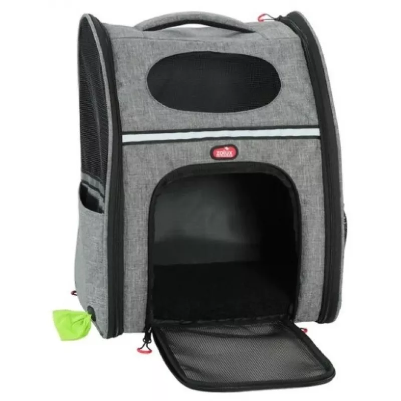 ZOLUX Nomad Mochila transportadora para cães e gatos, 32x25x42 cm, cinzento/preto
